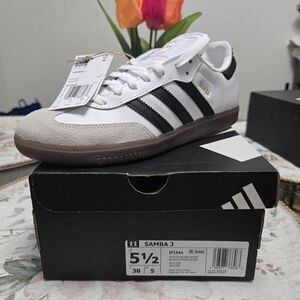 Adidas Samba J White and Black Men's Shoes